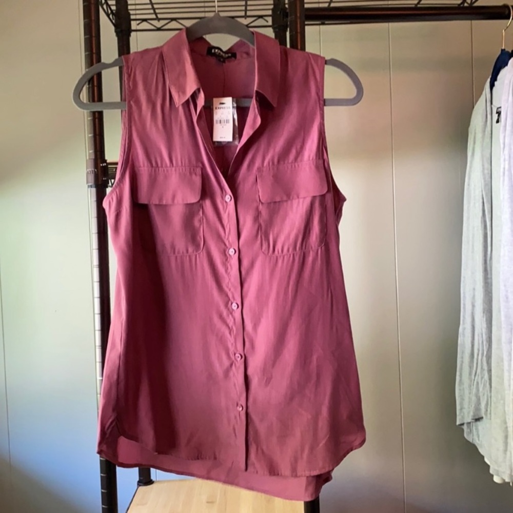 NWT Express Sleeveless Portofino Dress Shirt. Small.